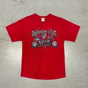 Y2K Red American Steel biker tee